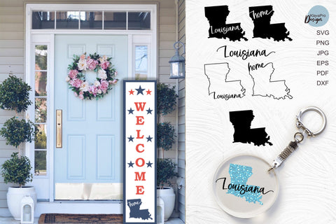 State of Louisiana SVG. Keychain and Door Porch sign Templates SVG Klava P 