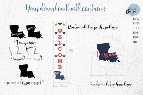 State of Louisiana SVG. Keychain and Door Porch sign Templates SVG Klava P 