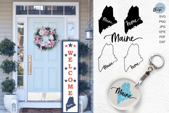 State of Maine SVG. Keychain and Door Porch sign Templates SVG Klava P 