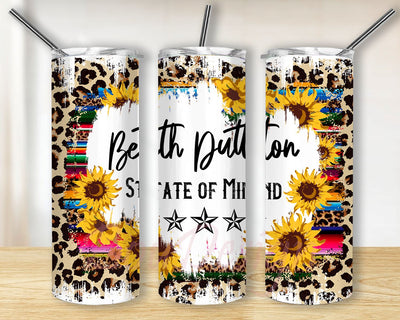 State of Mind Sunflower 20oz Skinny Tumbler Sublimation Designs for Straight, Tapered Tumbler Design, PNG Digital Download Sublimation BouDesign 