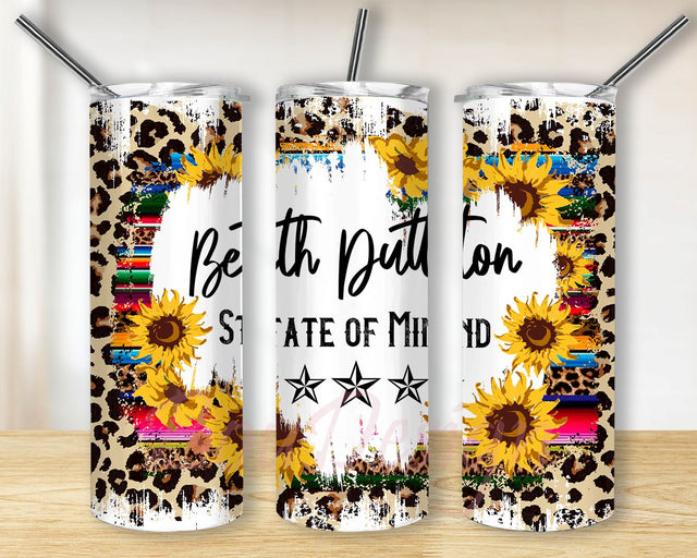 State of Mind Sunflower 20oz Skinny Tumbler Sublimation Designs for Straight, Tapered Tumbler Design, PNG Digital Download Sublimation BouDesign 