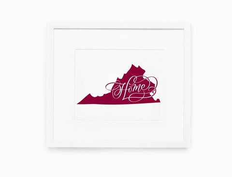 State of Virginia Home Cut File SVG Cursive by Camille 