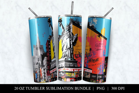 Statute of Liberty Pop Art 20 oz Skinny Tumbler Sublimation Sublimation BijouBay 