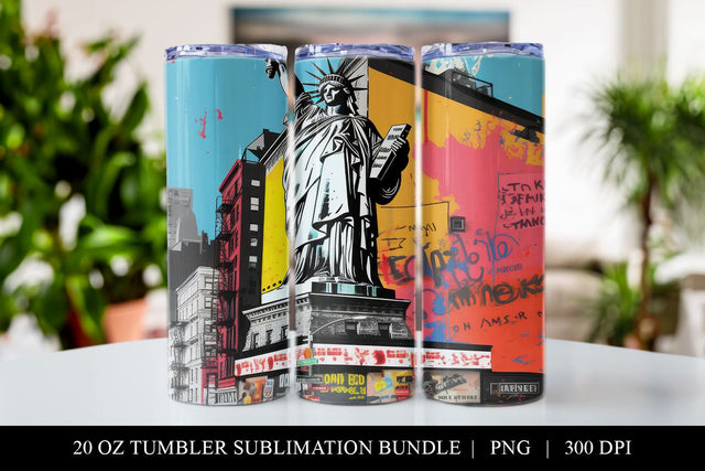 Statute of Liberty Pop Art 20 oz Skinny Tumbler Sublimation Sublimation BijouBay 