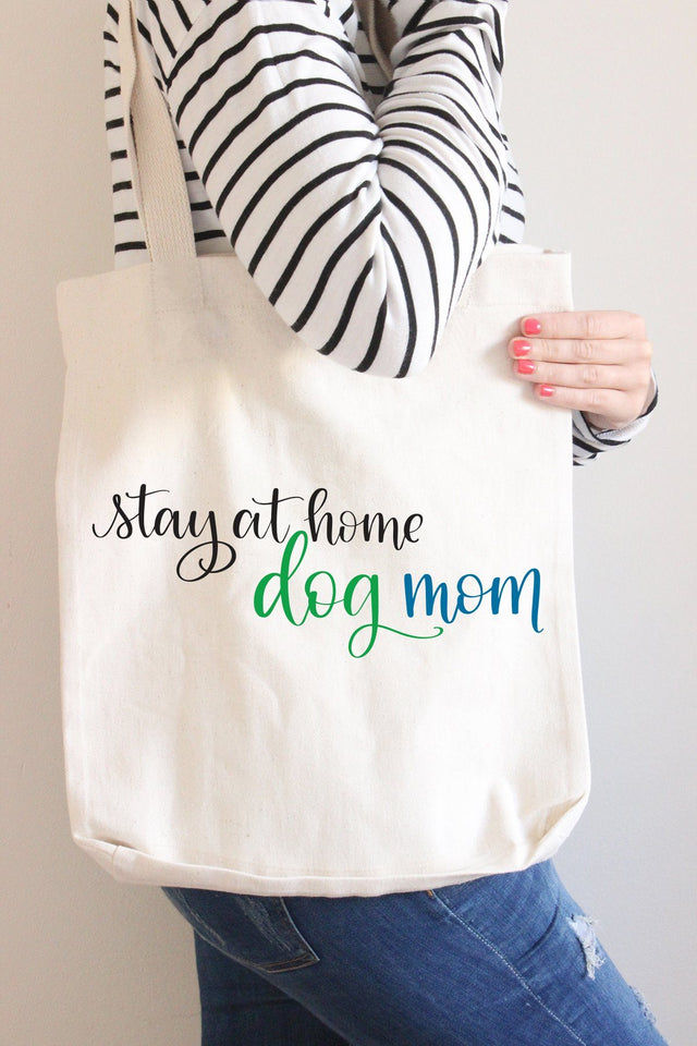 Stay At Home Dog Mom Cut File Hand Lettered SVG, DXF, PNG SVG Cursive by Camille 