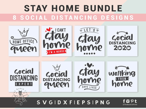 Stay Home Bundle | Quarantine Bundle Cut Files SVG TheBlackCatPrints 