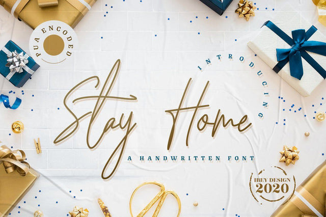 Stay Home - Handwritten Script Font Font Ibey Design 