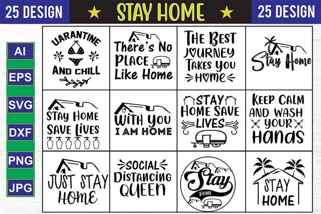 Stay Home SVG Bundle SVG nirmal108roy 
