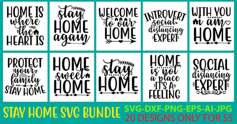 Stay Home Svg Bundle SVG Syaman 