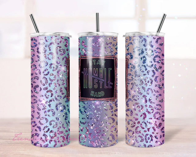 Stay Humble/ Hustle Hard, Holographic, Leopard, 20 oz Tumbler, Sublimation, Seamless, Humbler, Hustle, Mom, Bundle, Tumbler Wrap Sublimation TrendingDesign 