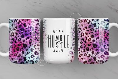 Stay Humble Hustle Hard, Successful Woman Quote, Leopard Glitter Print, Mug Quotes, Cheetah Print Mug, 11 & 15 Oz Mug Sublimation, Digital Sublimation Syre Digital Creations 
