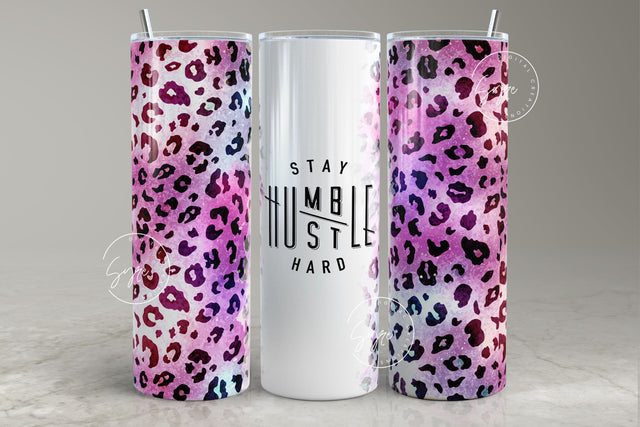 Stay Humble Hustle Hard, Successful Woman Quote, Leopard Print, 20oz Skinny Tumbler, Seamless Sublimation Wrap, Funny Quote Tumbler, Digital Sublimation Syre Digital Creations 