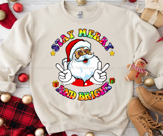 Stay Merry And Bright Santa Funny Xmas Sublimation Design Download Sublimation ToriDesigns 