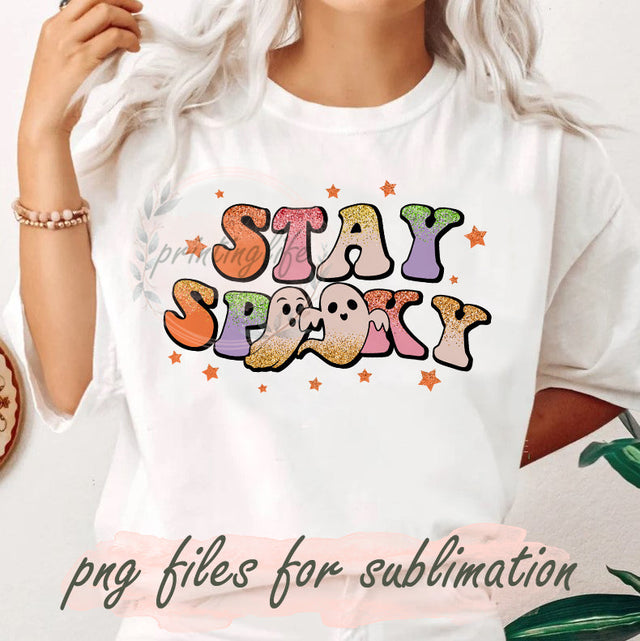 Stay Spooky Glitter Png, Retro Spooky Season Png, Funny Halloween Sublimation Png, Fall Png, Cute Ghost Design Png, Retro Halloween Png, Digital Download Sublimation PrintingLife 