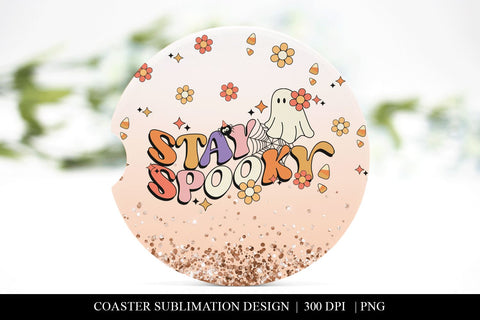 Stay Spooky Halloween Themed Car Coaster PNG Sublimation BijouBay 