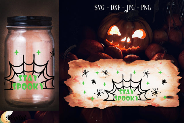 Stay Spooky SVG. Halloween Can Glass SVG Decor. 3D Halloween SVG Evgenyia Guschina 