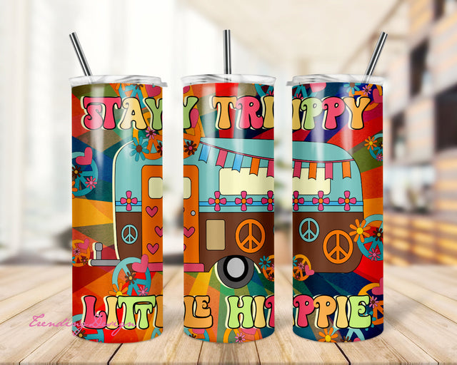 Stay Trippy Little Hippie 20oz Skinny Tumbler Wrap -Boho Tumbler-Gypsy Gift Bohemian Gift For Her, Gift For Hippie Friend, Stay Trippy Png Sublimation TrendingDesign 