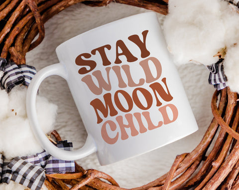 Stay Wild Moon Child SVG Bundle, 4 Designs, Hippie SVG, Boho SVG, Hippie Celestial SVG, PNG For Sublimation, Retro Moon Child SVG SVG HappyDesignStudio 