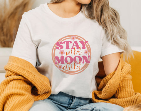 Stay Wild Moon Child SVG Bundle, 4 Designs, Hippie SVG, Boho SVG, Hippie Celestial SVG, PNG For Sublimation, Retro Moon Child SVG SVG HappyDesignStudio 