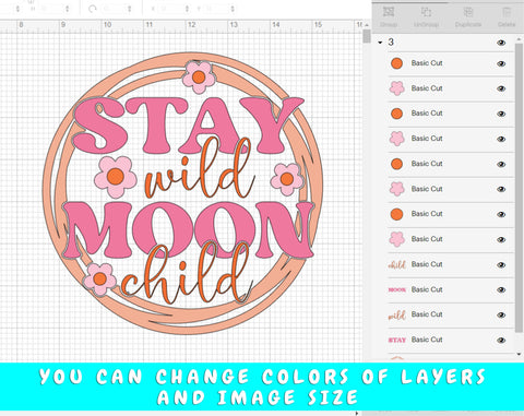 Stay Wild Moon Child SVG Bundle, 4 Designs, Hippie SVG, Boho SVG, Hippie Celestial SVG, PNG For Sublimation, Retro Moon Child SVG SVG HappyDesignStudio 