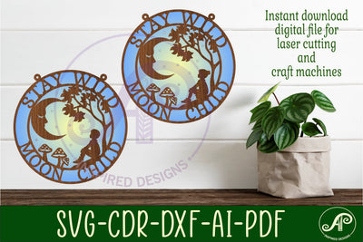 Stay wild moon child wall art sign, SVG file. vector SVG APInspireddesigns 