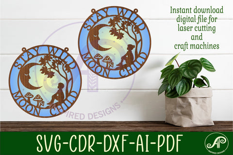 Stay wild moon child wall art sign, SVG file. vector SVG APInspireddesigns 