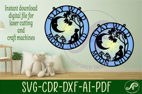 Stay wild moon child wall art sign, SVG file. vector SVG APInspireddesigns 