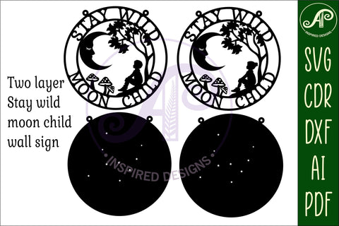 Stay wild moon child wall art sign, SVG file. vector SVG APInspireddesigns 