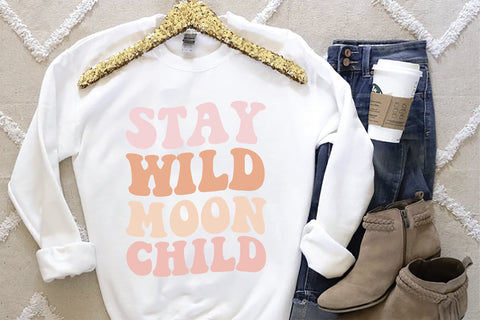Stay Wild Moon Child, Wavy Text Svg SVG Creativeart88 