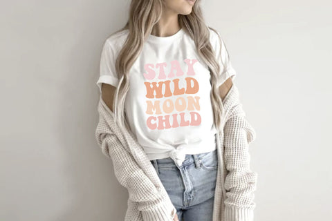 Stay Wild Moon Child, Wavy Text Svg SVG Creativeart88 