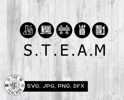 STEAM circles SVG, dfx, png, jpg files, Science, Technology, Engineering, Art, Maths, Math, STEAM Teacher T-shirt SVG The STEM Teacher 