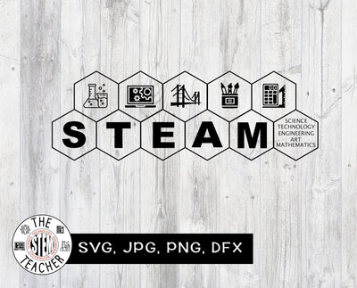 STEAM Hexagon SVG, dfx, png, jpg files, Science, Technology, Engineering, Mathematics, Teacher tshirt STEAM teacher gift SVG The STEM Teacher 
