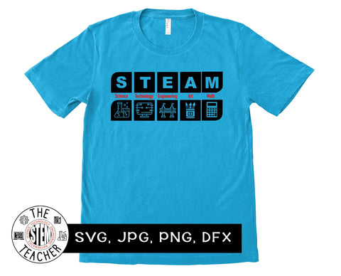 STEAM icons SVG, dfx, png, jpg files, Science, Technology, Engineering, Art, Maths, Math, Teacher T-shirt SVG The STEM Teacher 