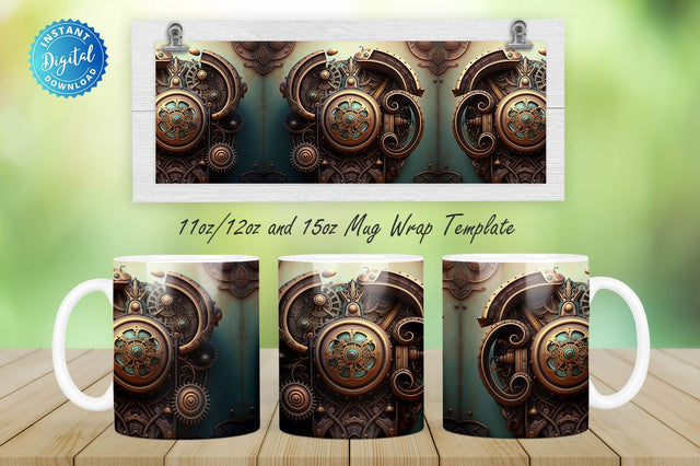 Steampunk 11, 12 & 15 Oz Mug Sublimation Sublimation Regulrcrative 