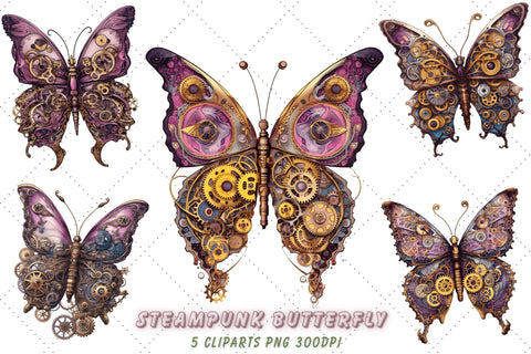 Steampunk butterfly Sublimation Clipart Bundle, Sublimation, Steampunk butterfly Sublimation FloridPrintables 