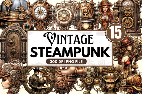 Steampunk Clipart Bundle Sublimation Regulrcrative 