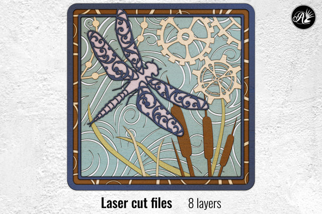 Steampunk Dragonfly and Cattails laser cut files SVG Angel on Empire 