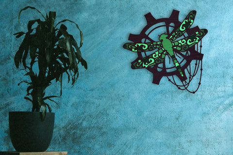 Steampunk Dragonfly on a Gear laser cut files SVG Angel on Empire 