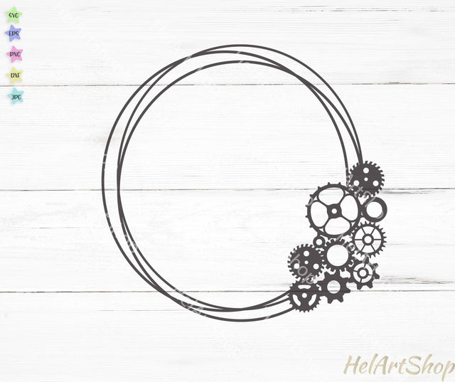 Steampunk Frame svg, Monogram frame svg, Gear Svg SVG _HelArtShop_ 