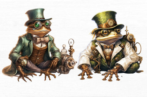 Steampunk Frog Sublimation Clipart Bundle Sublimation Regulrcrative 