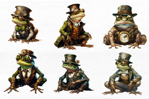 Steampunk Frog Sublimation Clipart Bundle Sublimation Regulrcrative 