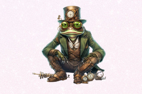 Steampunk Frog Sublimation Clipart Bundle Sublimation Regulrcrative 