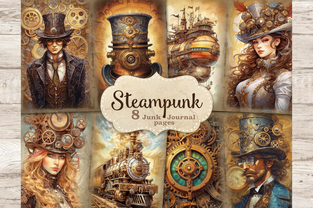 Steampunk Junk Journal Kit | Ephemera Pack SVG GlamArtZhanna 