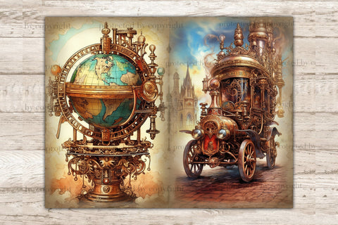 Steampunk Junk Journal Kit | Ephemera Pack SVG GlamArtZhanna 