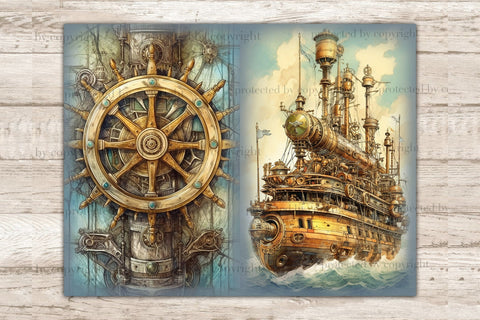 Steampunk Junk Journal Pages | Vintage Ephemera SVG GlamArtZhanna 