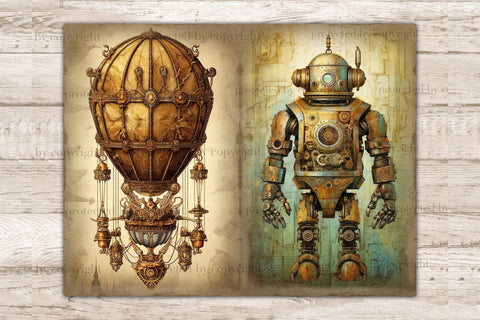 Steampunk Junk Journal Pages | Vintage Ephemera SVG GlamArtZhanna 