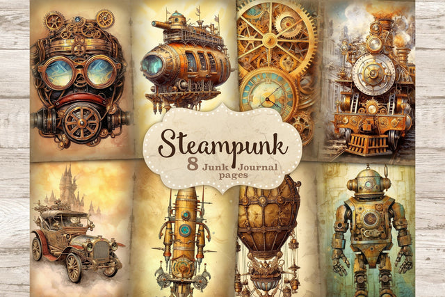Steampunk Junk Journal Pages | Vintage Ephemera SVG GlamArtZhanna 