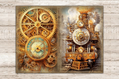 Steampunk Junk Journal Pages | Vintage Ephemera SVG GlamArtZhanna 