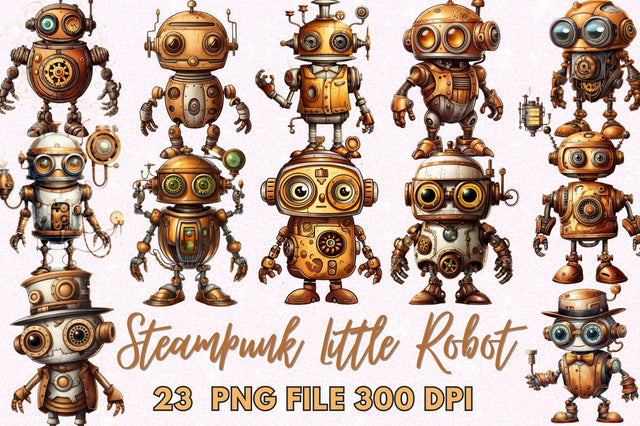 Steampunk Little Robot Sublimation Bundle Sublimation Regulrcrative 