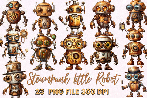 Steampunk Little Robot Sublimation Bundle Sublimation Regulrcrative 